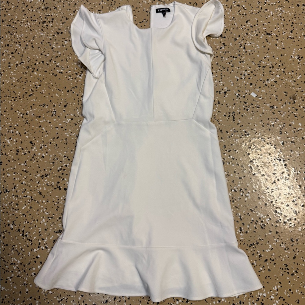 Express Cream Dress with Ruffle Detail
